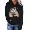 Autumn And Winter New Trendy Women'S Clothing Long-Sleeved Cat Casual Pullover Hooded Sweater Jacket