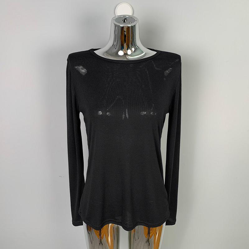 Women's Refreshing Mint Green Sheer Long-Sleeve Round Neck T-Shirt with Same-Day Shipping