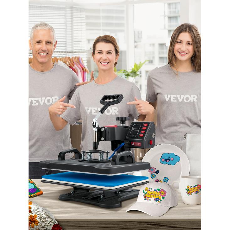 SucceBuy Hitzepresse 5in1 Hitzepressenmaschine 12x15in Clamshell Sublimation Transferdrucker Digitale Präzise Temperaturregelung