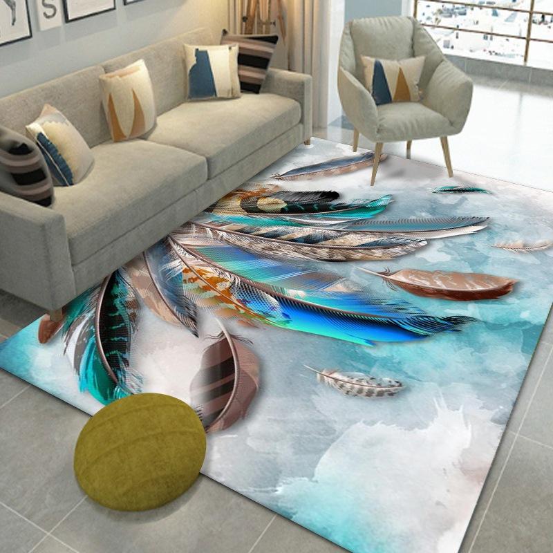Household Large Carpet for Living Room Modern Geometric Feather Floor Mat Coffee Table Sofa Bedroom Bedside Area Rug Home Decor