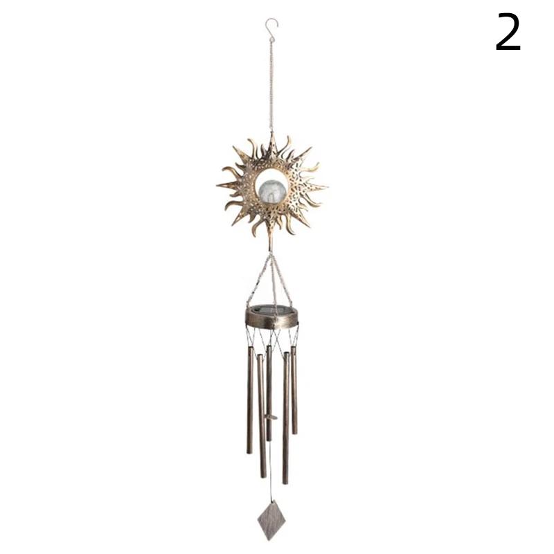 Led Solar Powered Sun And Moon Wind Chime Waterproof Light For Garden Decoration Outdoor Home Lighting