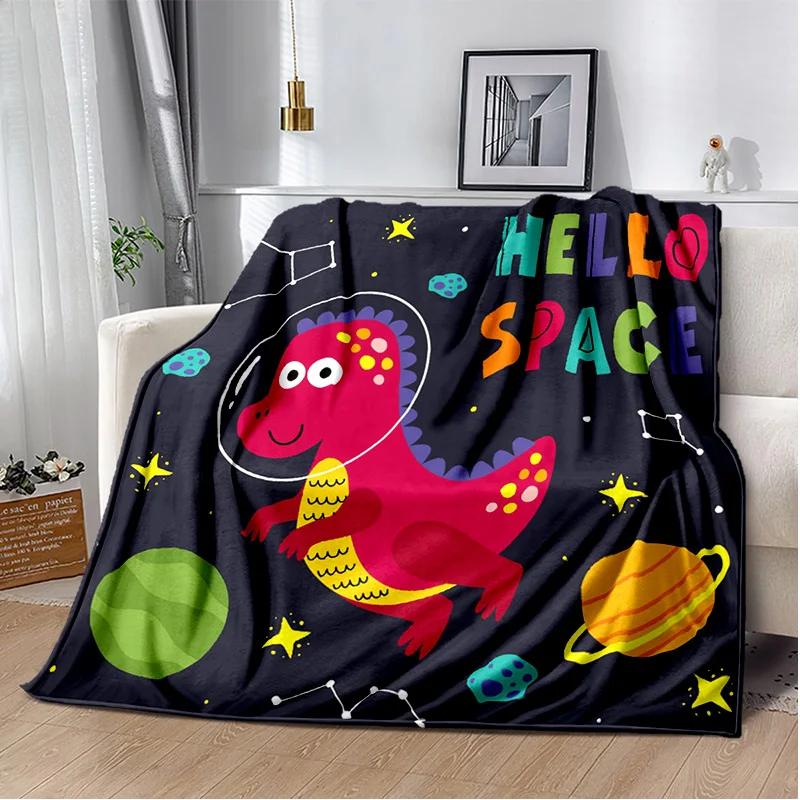 Desenho animado dinossauro espaço fofo dinossauro crianças cobertor de pelúcia macio, cobertor de flanela cobertor para sala de estar quarto cama sofá crianças