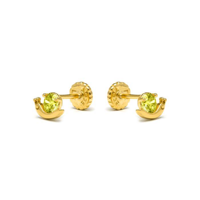 Boucles D'oreilles - LUXENTER - Aysma - Argent 925 - Zircon Vert - Or Jaune 18k