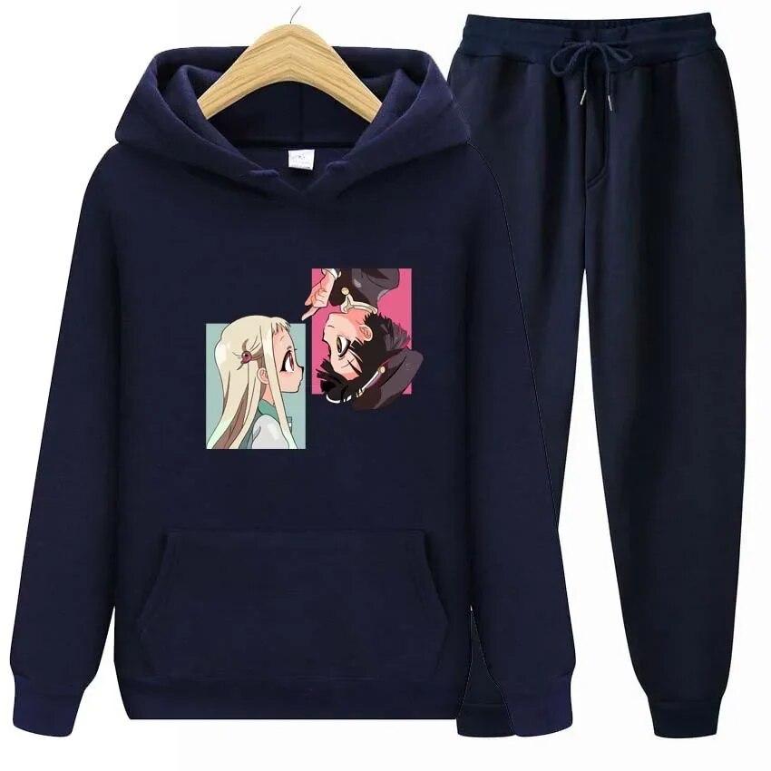 Anime Jibaku Shounen Hanako kun Bluzy+Spodnie Zestaw Dwuczęściowy Anime Damskie Bluzy Dresy Spodnie Jogger Ubrania