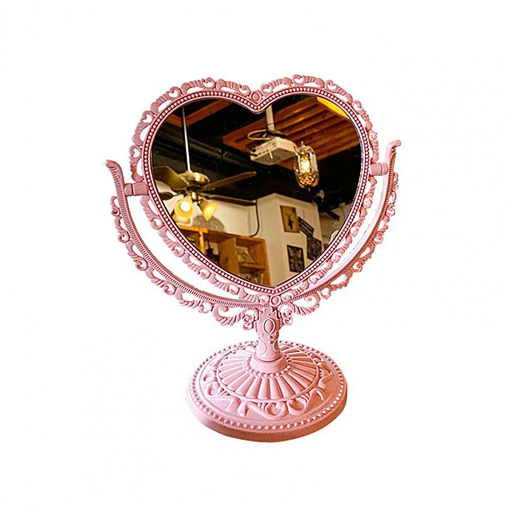 Desktop Mirror Classic Vintage Elegant Tabletop Makeup Mirror Heart-Shaped Princess Mirror