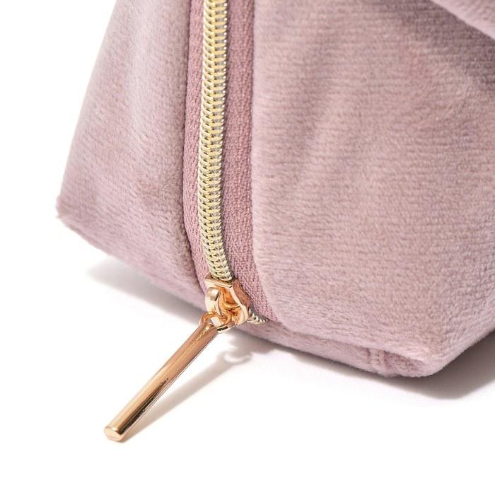Francfranc Velvet Ribbon Pouch S Pink with Pocket