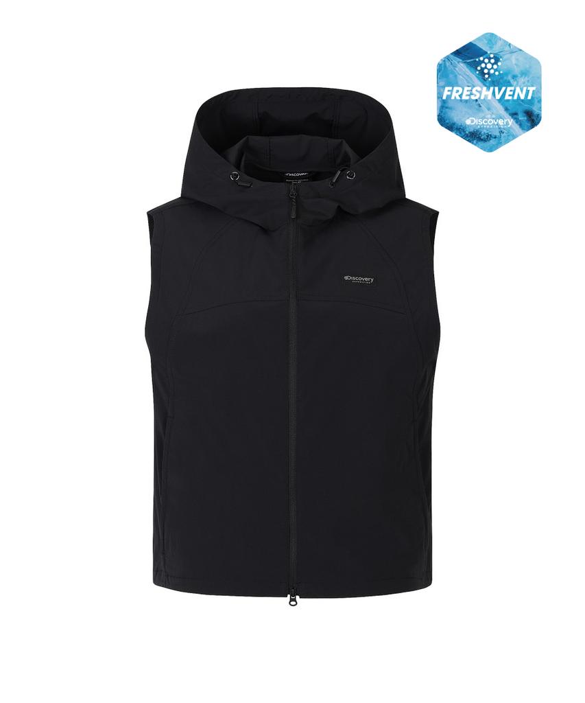 Discovery Expedition Women'S Freshvent Lightweight Woven Training Hooded Vest (Black)