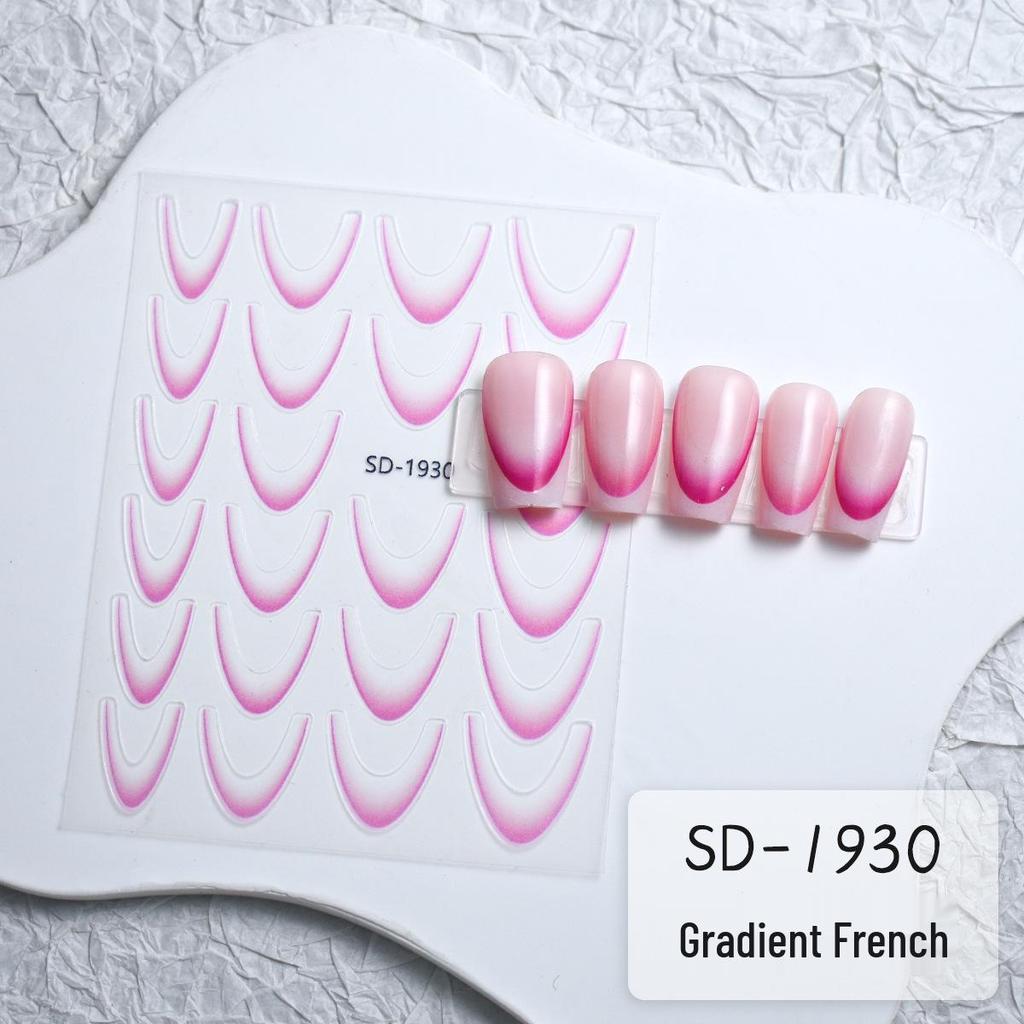 Gradient French Crescent Smile Nail Stickers - Simple & Versatile Design