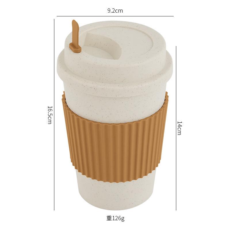 Wheat Straw Coffee Cup, Water Cup, Accompanying Mixing Cup, High-end Plastic Latte Cup, Mug with Lid