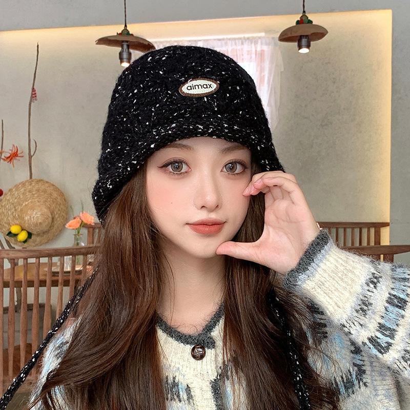 

New Ethnic Style Knitted Hat Women s Autumn and Winter Pullover Hat Warm Ear Protection Cold Hat Tassel Strap Woolen Hat M（56-58cm）