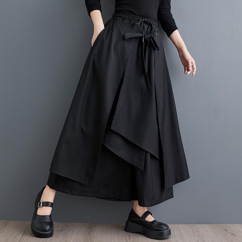 Dimanaf Spring Plus Size Women Wide Leg Pants High Waist Basic Pants Elastic Loose Casual Trousers Black Pants
