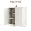31 Sideboard Cabinet with Storage Fluted Accent Cabinet with Adjustable Shelves Modern Wood Credenza Cabinets with Pop-up Doors