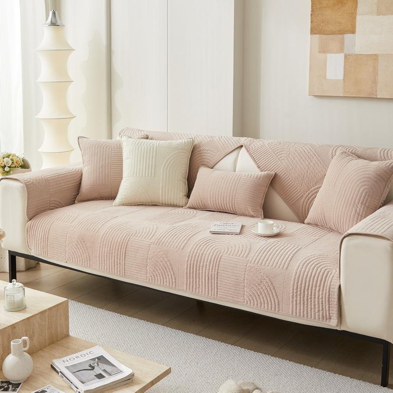 Cream Wind Advanced Sofa Cushion  New Autumn And Winter Milk Fleece Seat Cushion Fixed Non-Slip Sofa Cover Cover Cloth