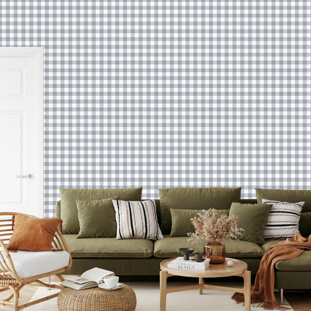 Wallpaper Fabric Pattern Light Gray, White and Gray 50x1000
