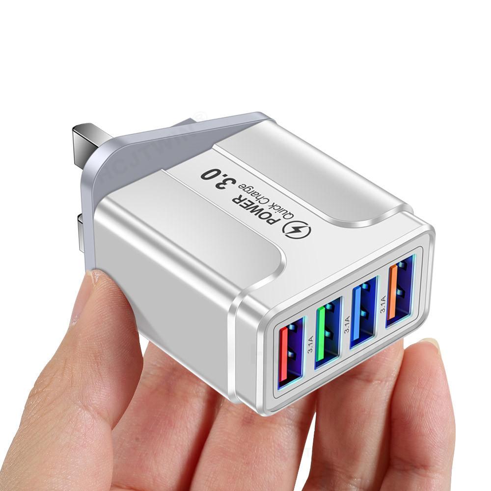 Fast 4 USB Charger Quick Charge 3.0 Fast USB Wall Charger Portable Mobile Charger QC 3.0 Adapter for Xiaomi IPhone X EU US Plug