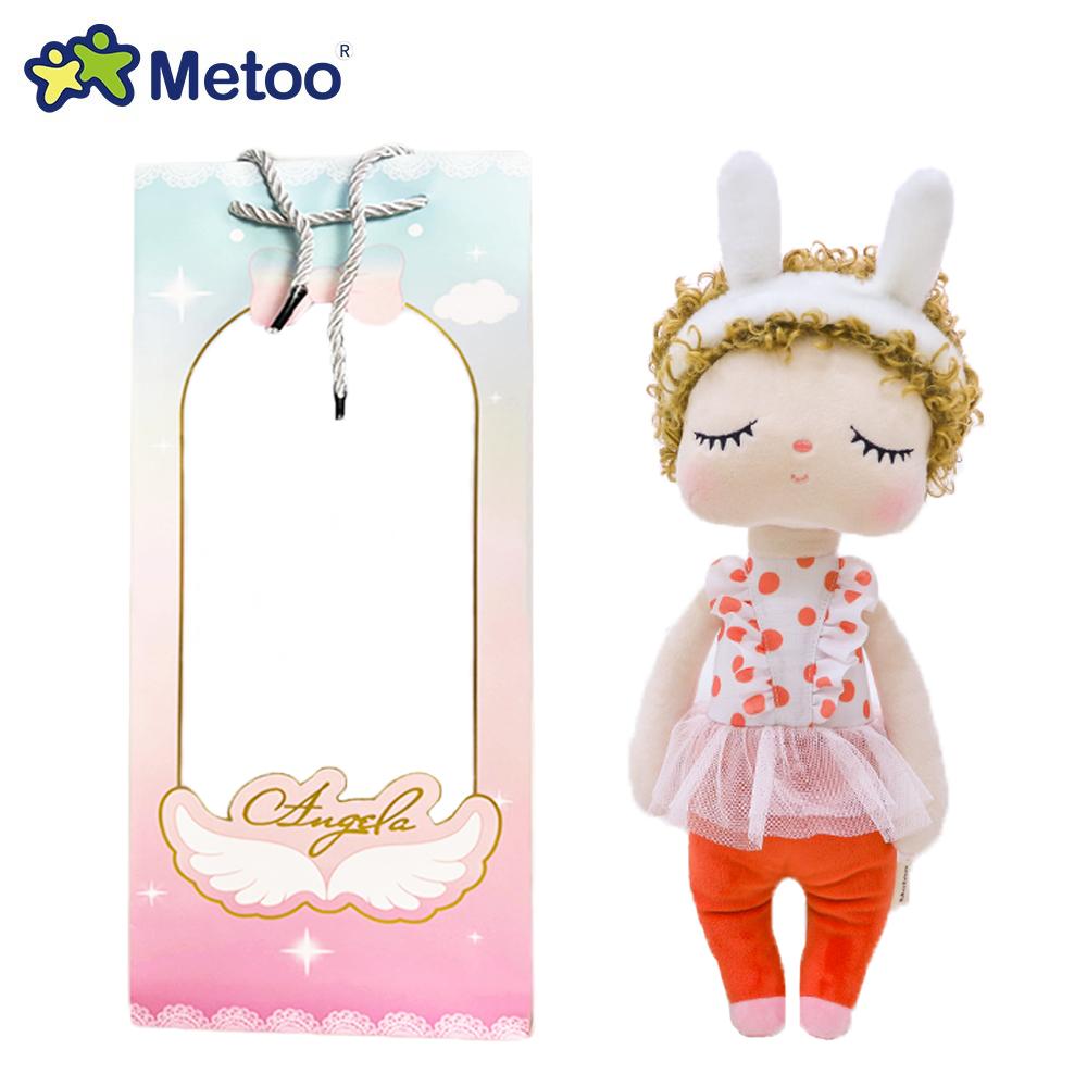 Metoo Angela Doll Rabbit Featuring Paper Pouch Boxed Stuffed Animals Plush Playthings Sleep Dolls Children Appease Infant Birth Date Holiday Gifts