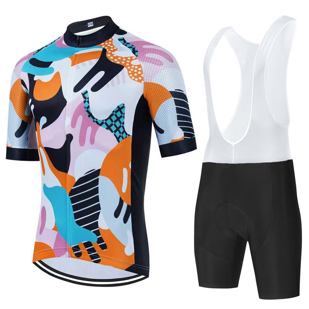 Summer Men's Breathable Sweat Short Sleeve Cycling Top Road Mountain Bike Cycling Suit Set 2026 Summer Breathable Cycling Suit Set