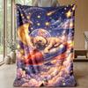 French Bulldog Pattern with Bones Hearts Theme blanket Lightweight Warm Flannel Blanket Decorative Throw Blanket for Home Decoration