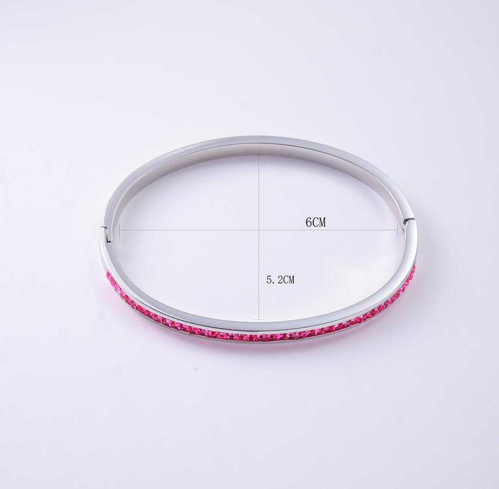 High Quality Gold Plated Stainless Steel Colorful Crystal Cz Baguette Wrist Bracelet Bangle Jewelry For Women