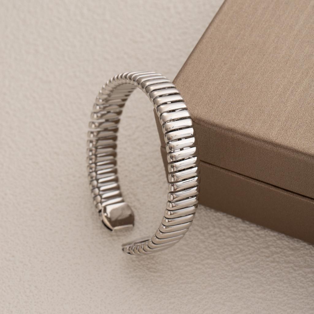 Metal Style Personalized Snake Bone Bracelet Collar Exaggerated Opening Design Jewelry Wide Edge Vertical Pattern Necklace