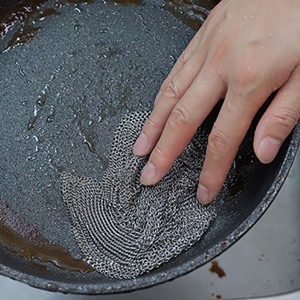 Square Stainless Steel Dishcloth Rust-free Pot Brush Kitchen Cleaning Tools Steel Wool  Glass