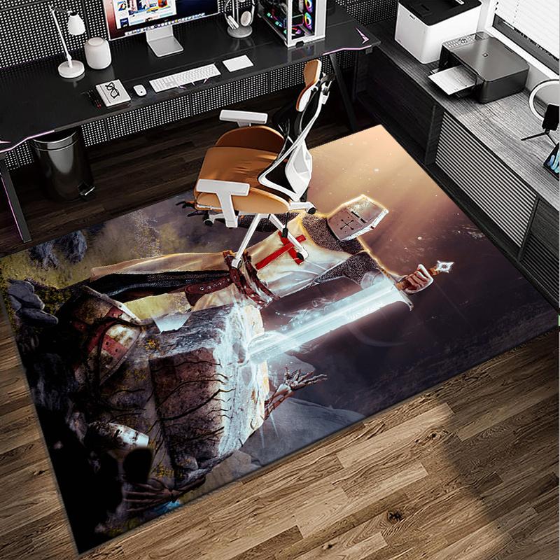 Knights Templar Symbol Office Rug Chair Mat, Game Carpet, Suitable for Front Door, Bedroom, Living Room, Desk, Holiday Gift
