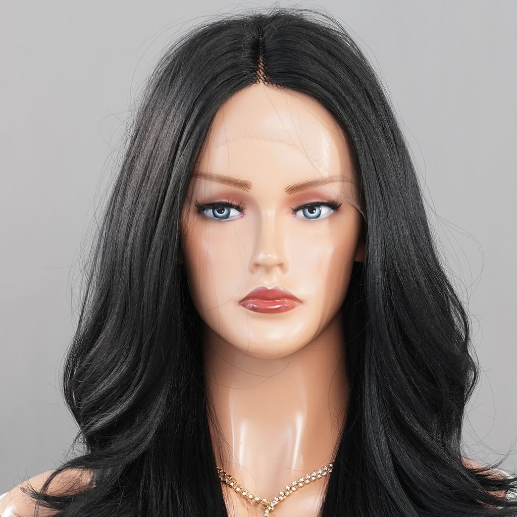 New Ladies Wig T-Part Lace Wigs Black Wave Mid-point Lace Wig Full Headgear Beauty Decoration