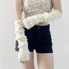 Slouchy Y2K Fingerless Gloves Long Wrist Cuffs Sweet Bow Knitted Arm Warmers  Girls