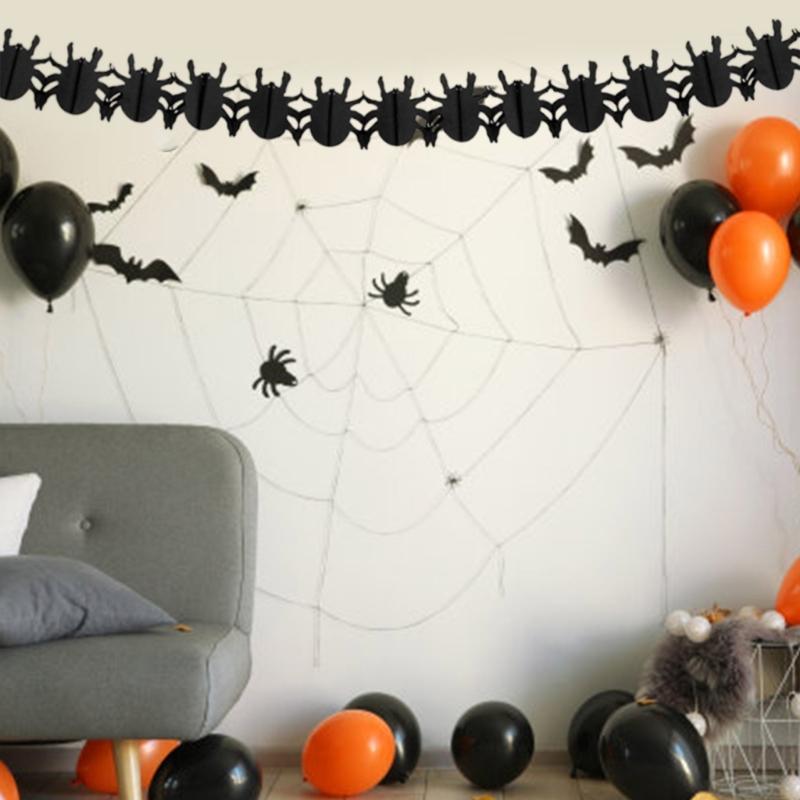 Halloween Paper Garlands Decoration Props Pumpkins/Spiders Shaped Banners Flags Holiday Themed Home Party Ornament