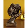 CraftIndia Golden Resin Human Face Statue Sleeping On Hands Decorative Showpiece for Home Decor Living Room Bedroom|