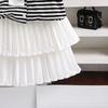 Girls' Sweet Set 2025 Summer Children's Fashion Shawl Striped Short Sleeve Top Cake Skirt Three-piece Set