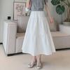 Witte Hoge Taille Slim Midi Rok - Koreaanse Stijl, Zoet & Elegant