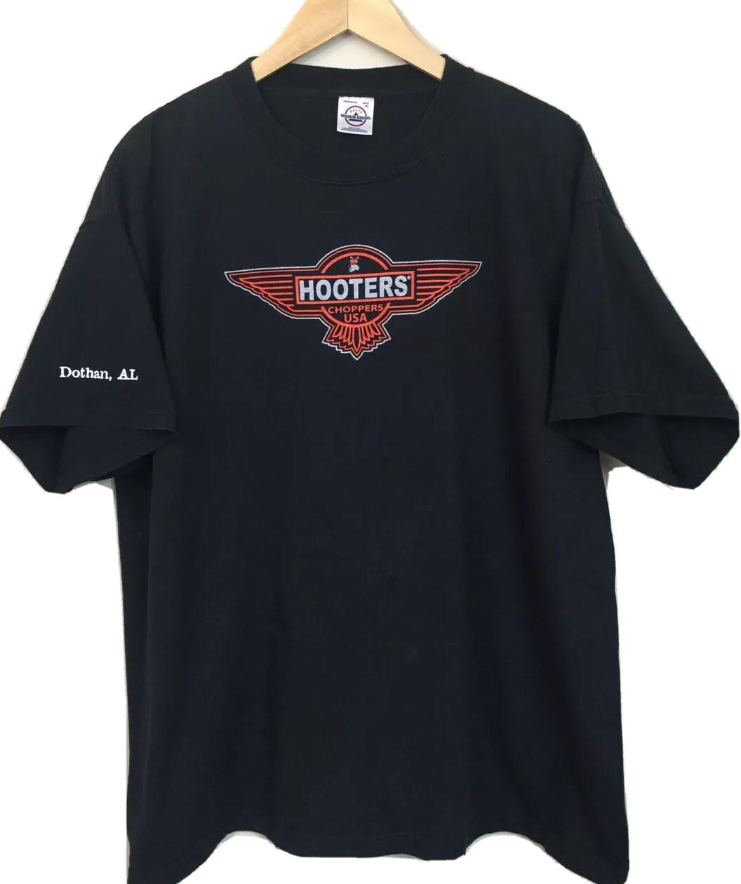 Hooters Choppers USA Black T Shirt Sz XL Dothan Alabama Party Never Stops Delta XXL