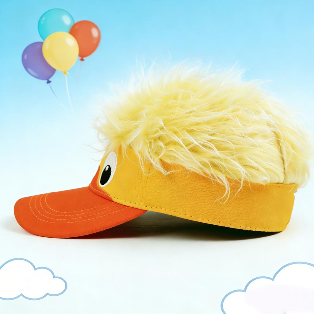 Cute Duck-shaped Sun Visor! Yellow and Fluffy Hair, Big Eyes and an Orange Mouth. It's Suitable for Playmates or a Sunny Walk