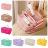 Solid Color Mesh Cosmetic Bag Zipper Toiletry Storage Bag Portable Makeup Pouch  Women/Girls