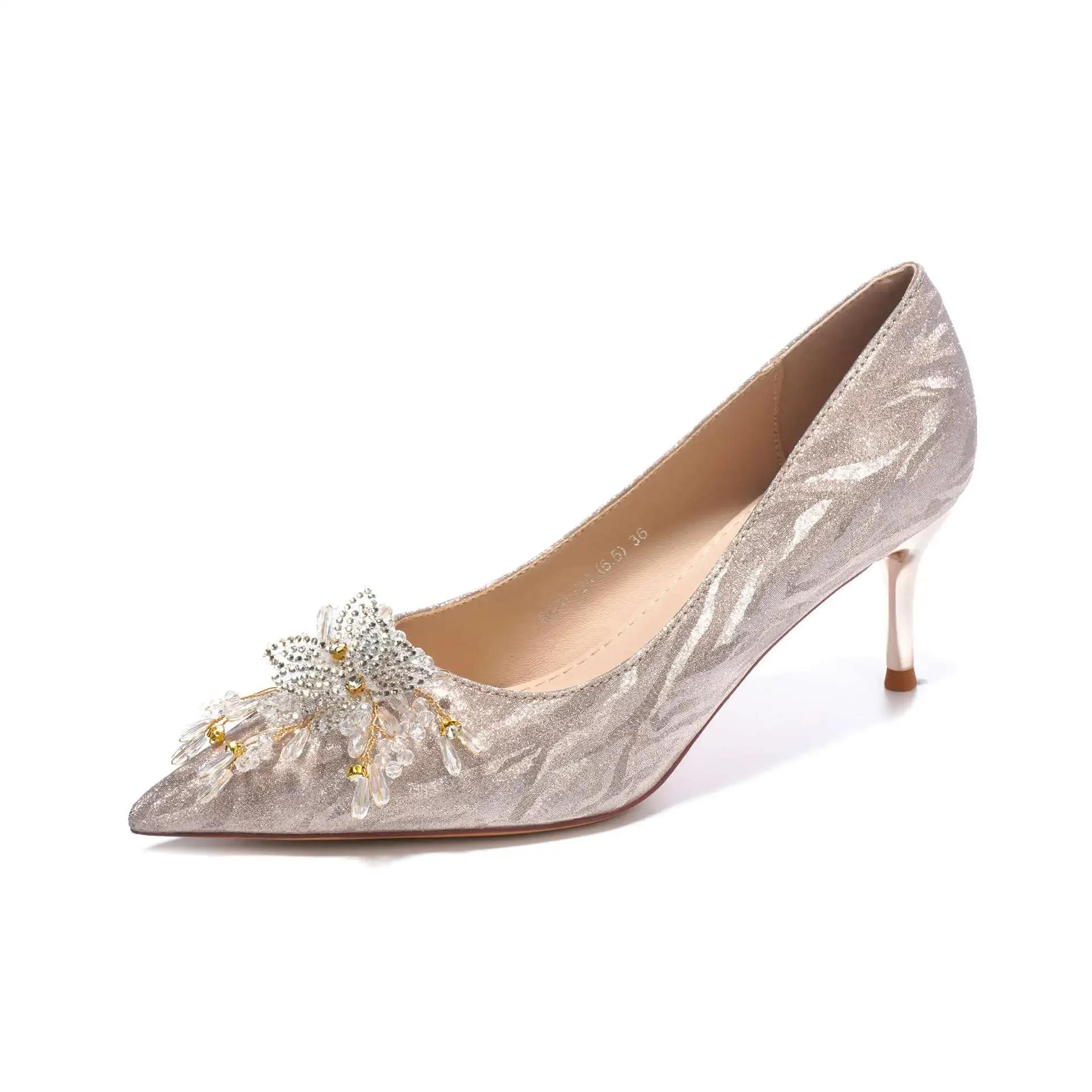 

Весенние женские туфли-лодочки Роскошные туфли-лодочки с блестками и кристаллами в виде бабочек на высоком каблуке Женские туфли для банкета и свадьбы 40