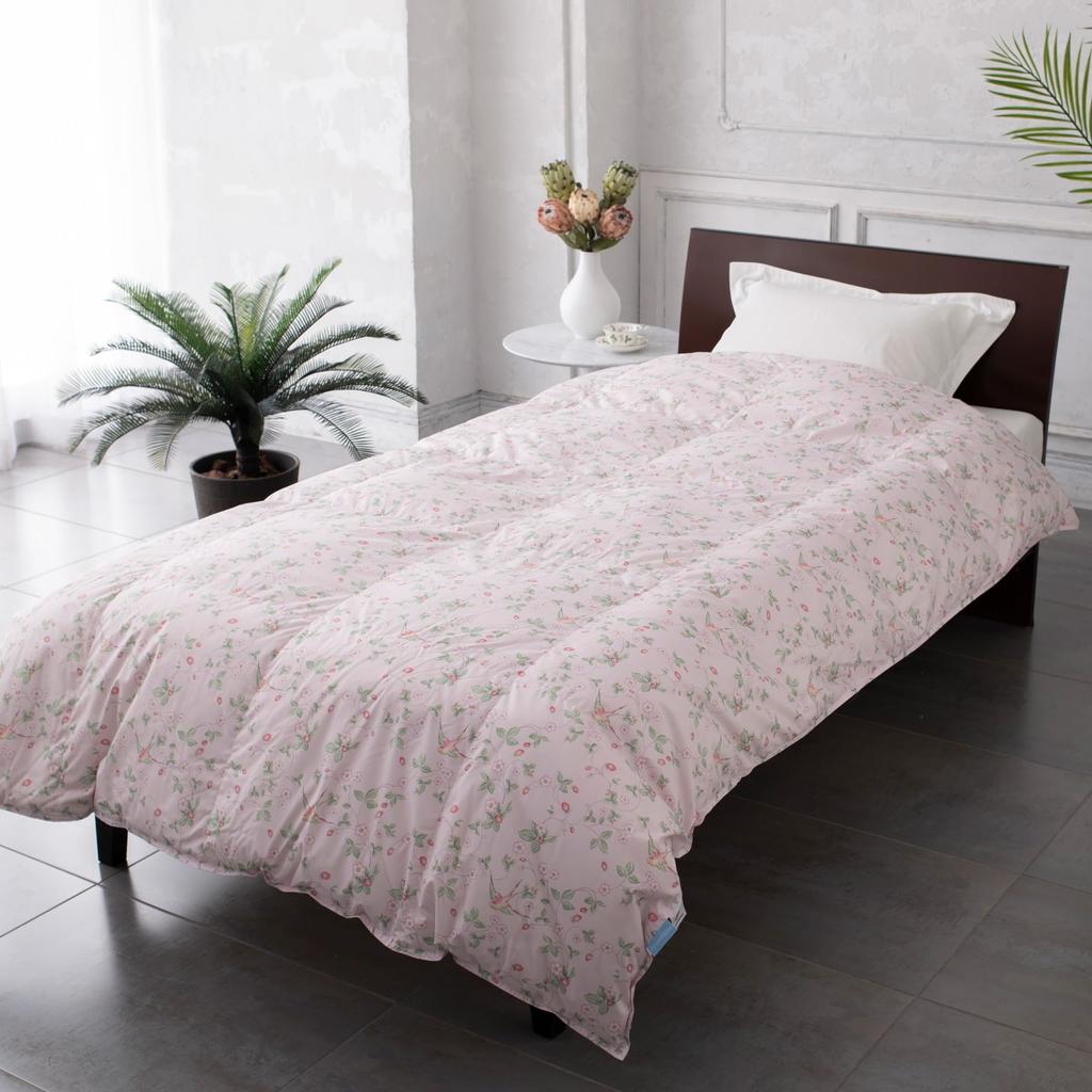 Nishikawa Wedgwood Down Comforter, Semi-Double, 70% White Duck Down, Soft and Fluffy, Made In Japan, Pink, KA13001900