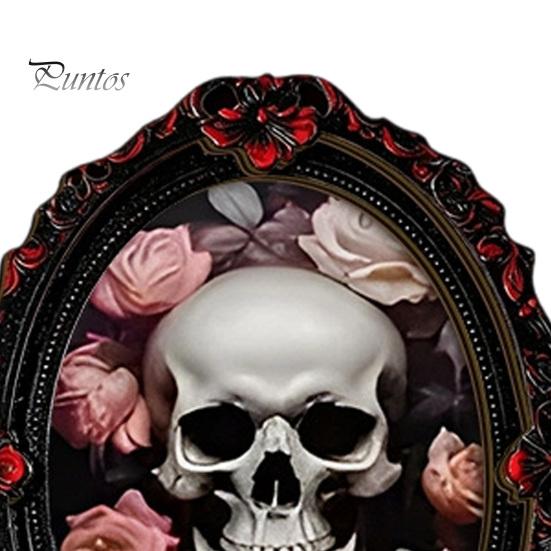 Vintage Oval Photo Frame Decor Halloween Gothic Refrigerator Magnet, Retro Fridge Magnets, Distressed Soft Magnetic Ghost Theme Stickers Dark