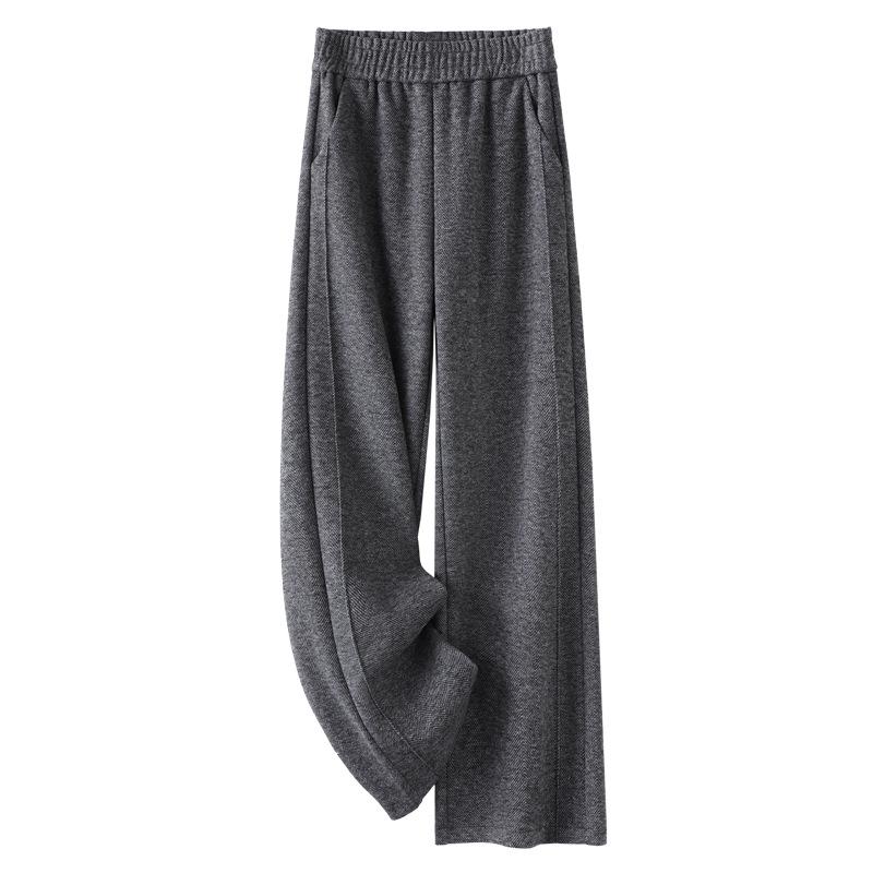 Oatmeal High-Waist Slimming Wide-Leg Pants for Women - 2024 Autumn/Winter Collection
