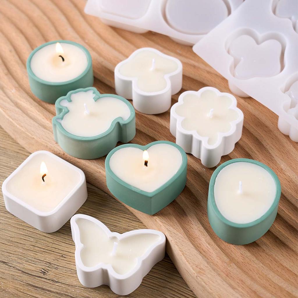 Heart Round Candle Cup Silicone Mold DIY Mini Tealight Candlestick Molds Plaster Resin Jewelry Storage Box Craft Making Home Dec