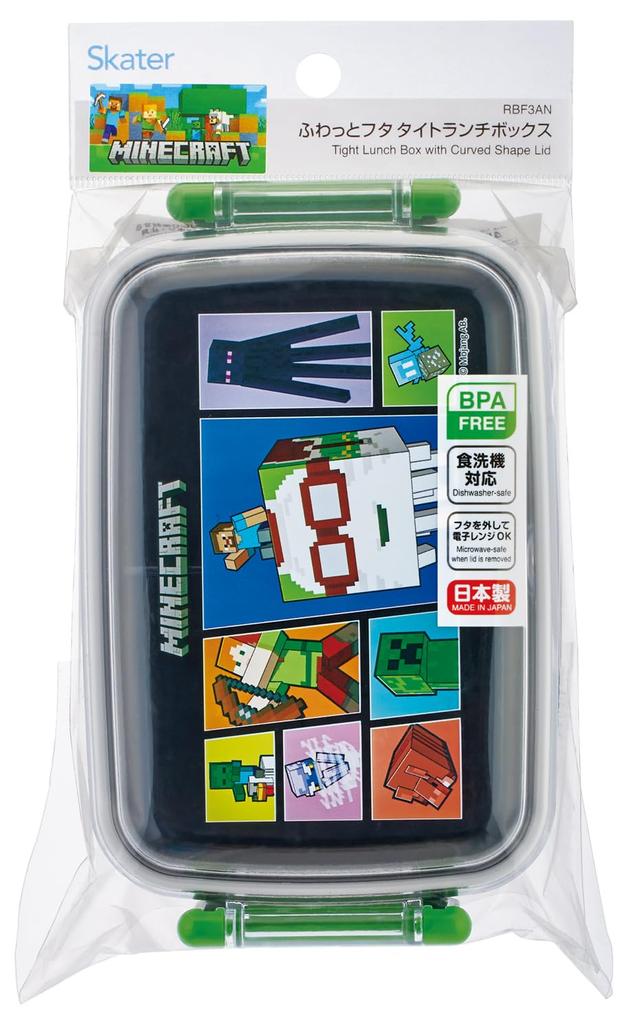 Skater Lunch with a Soft Single Made in Minecraft Children's Box, 450ml, Dome-Shaped Lid, Tier, Japan, 26, Boys' RBF3AN-A