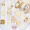Japanese-Style Iridescent Shell Nail Art: 12 Grids of Natural, Ultra-Thin, Irregular Shiny Pieces