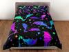 Neon Bats Duvet Cover Set, Gothic Halloween Bedroom Set, Trippy Bat Quilt Cover, Multicolor Bedspread, Custom Bedding set, Beautiful bed set