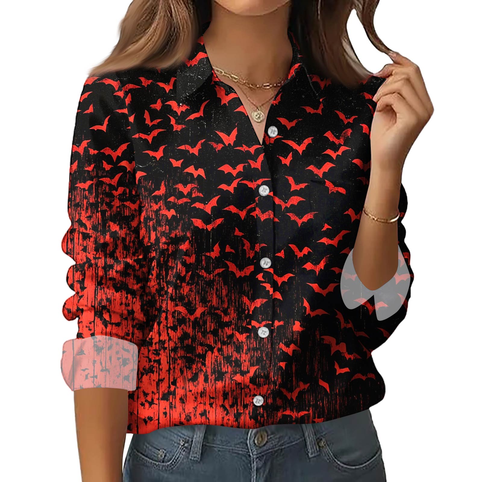 

Женская рубашка-блузка с принтом и пуговицами, длинный рукав, повседневный базовый рубашечный воротник, обычный топ XL