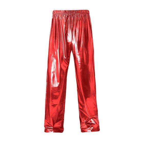 Men Pants Soft Breathable Comfortable Solid Color Elastic Waist Loose Fit Shiny Fashionable Pants Long Trousers