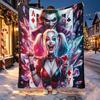 Harley Quinn Joker Pattern Blanket for Home Decoration, Bed, Sofa, Car Travel, Camping, Suitable for All Seasons, Birthday Christmas Gift
