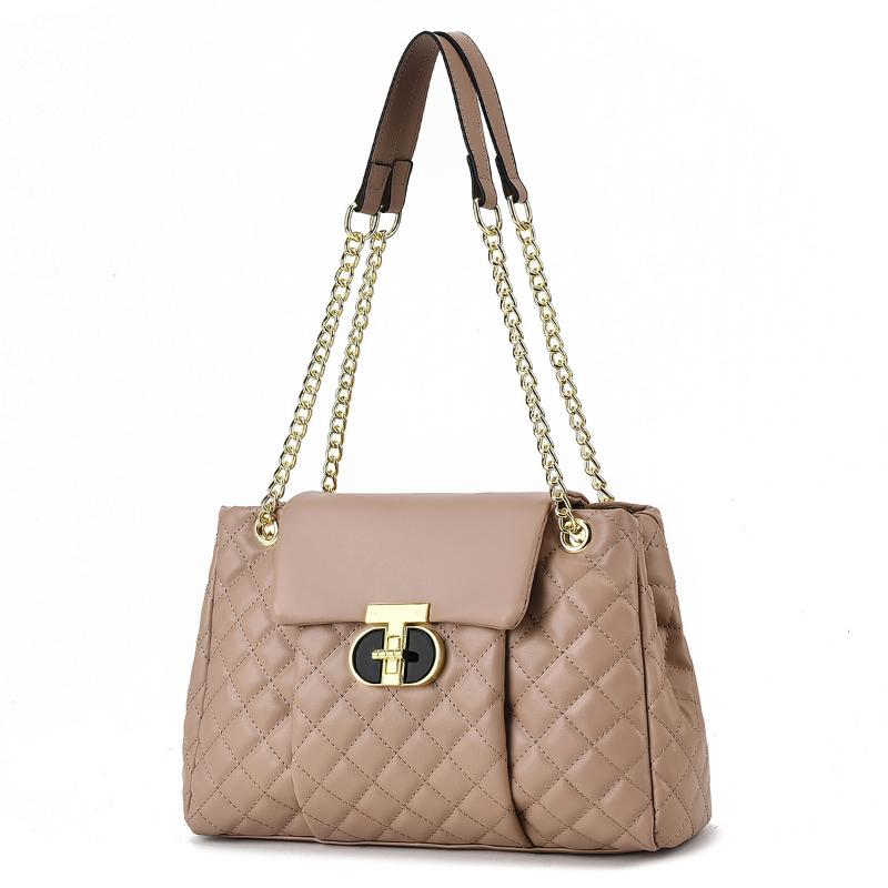 Geantă de umăr trendy pentru femei, cu lanț la modă, din piele moale încrețită, crossbody, de sub braț, nouă, brodată