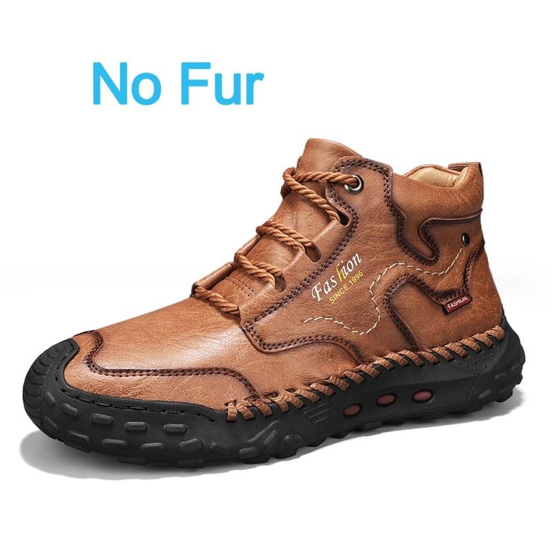 Fashion Popular Men Winter Boots Casual Leather Antiskid Sneakers Comfy Plush Snow Outdoor Shoe Warm Ankle Boots Classic Hiking Footwear