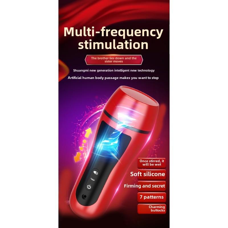 Digital Aeroplane Cup Male Rechargeable Vibration Interactive Pronunciation Cup Electric Masturbator Adult Erotic Sex Products