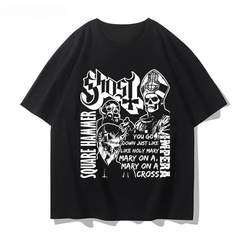 2025 Summer Ghost B.C Band Metal Commemorative T-shirt Papa Swedish Hard  Men's and Women's Short-sleeved Shirts